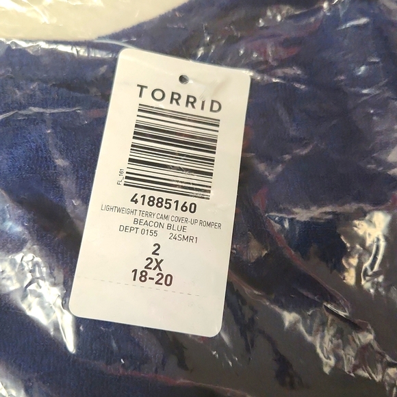 ❤️NWT VINTAGE TORRID ROMPER SWIM COVER -  SLEEVELESS TERRY POCKETS - SHORTS PLUS - Picture 5 of 14